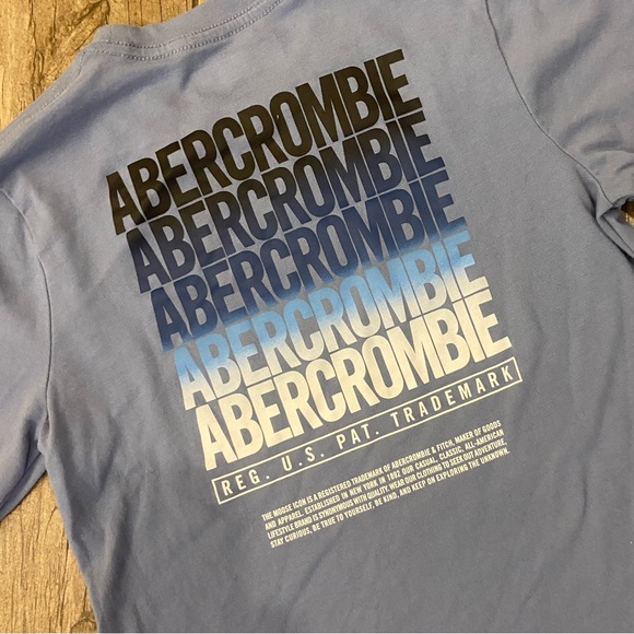 Abercrombie Navy Blue Logo Hoodie & Lt Blue Abercrombie Long Sleeve Tee BUNDLE - Picture 5 of 11